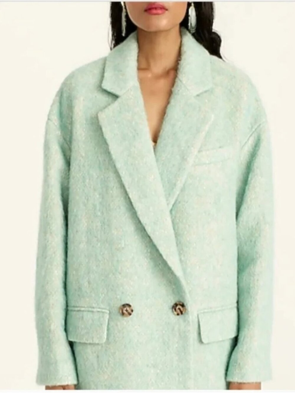 NWT J.Crew Relaxed Topcoat in Wintermint Italian Brushed Wool Oversized Coat S - Picture 3 of 11